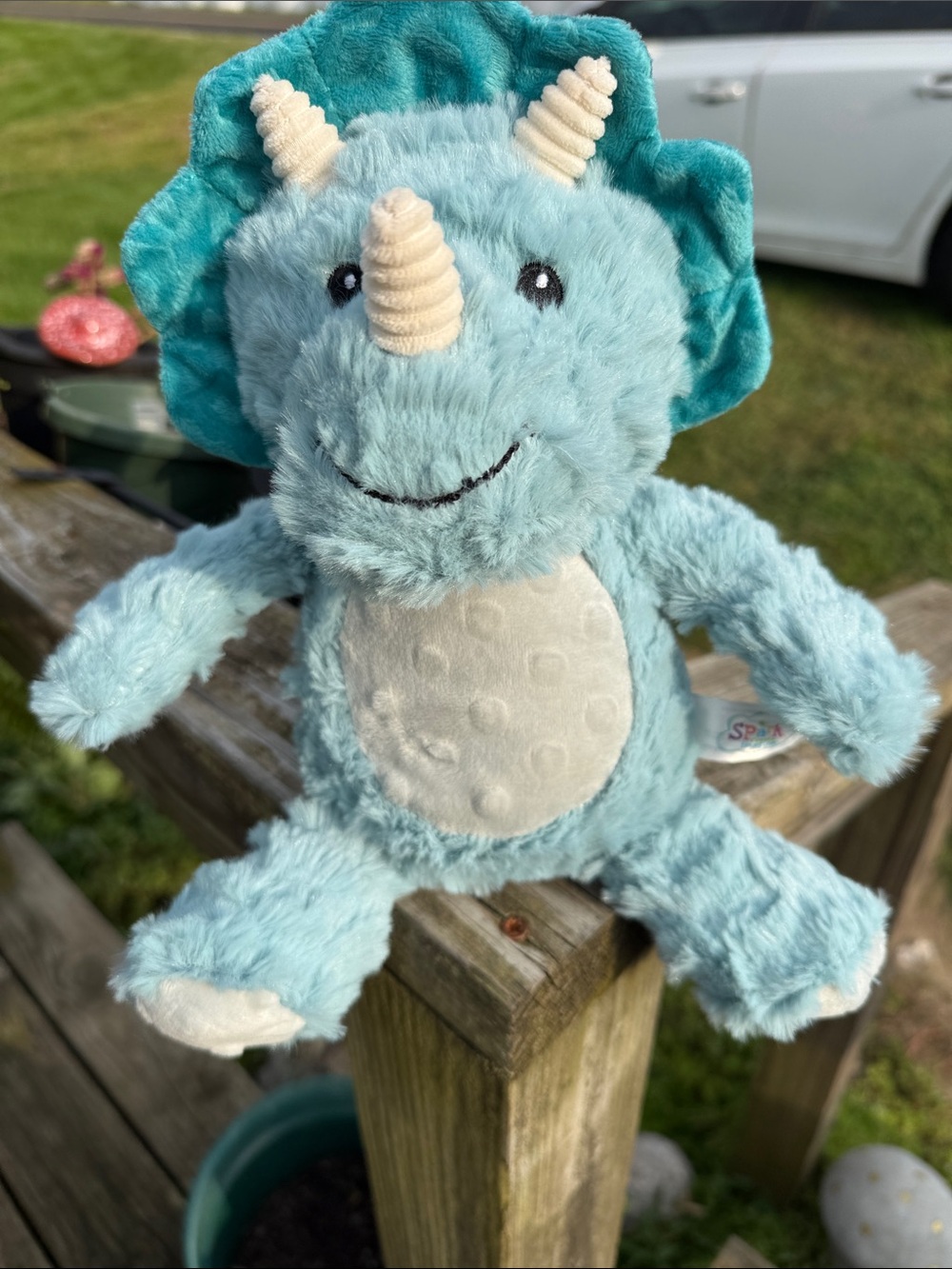 Blue Triceratops Plush Stuffed Animal - Cozy Dino Buddy rattle